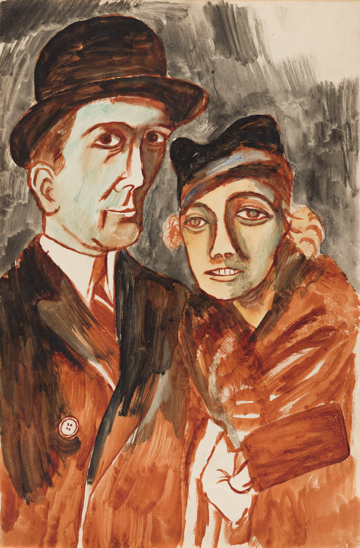 BEN SHAHN (1898-1969) Study of Man and Woman in Hats.